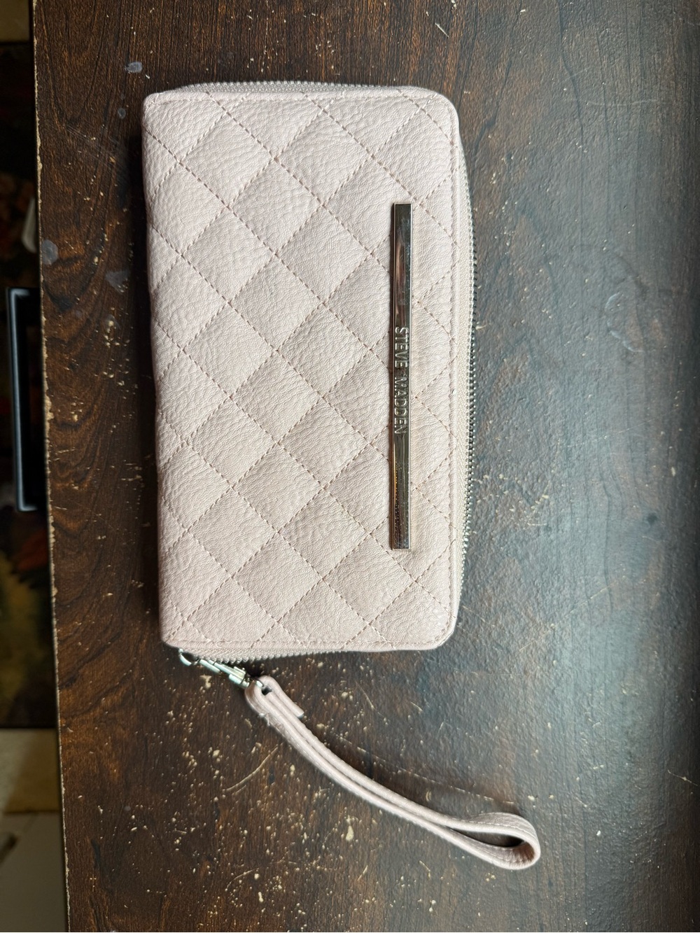 Steve Madden Quilted Wristlet Clutch in Pale Pink